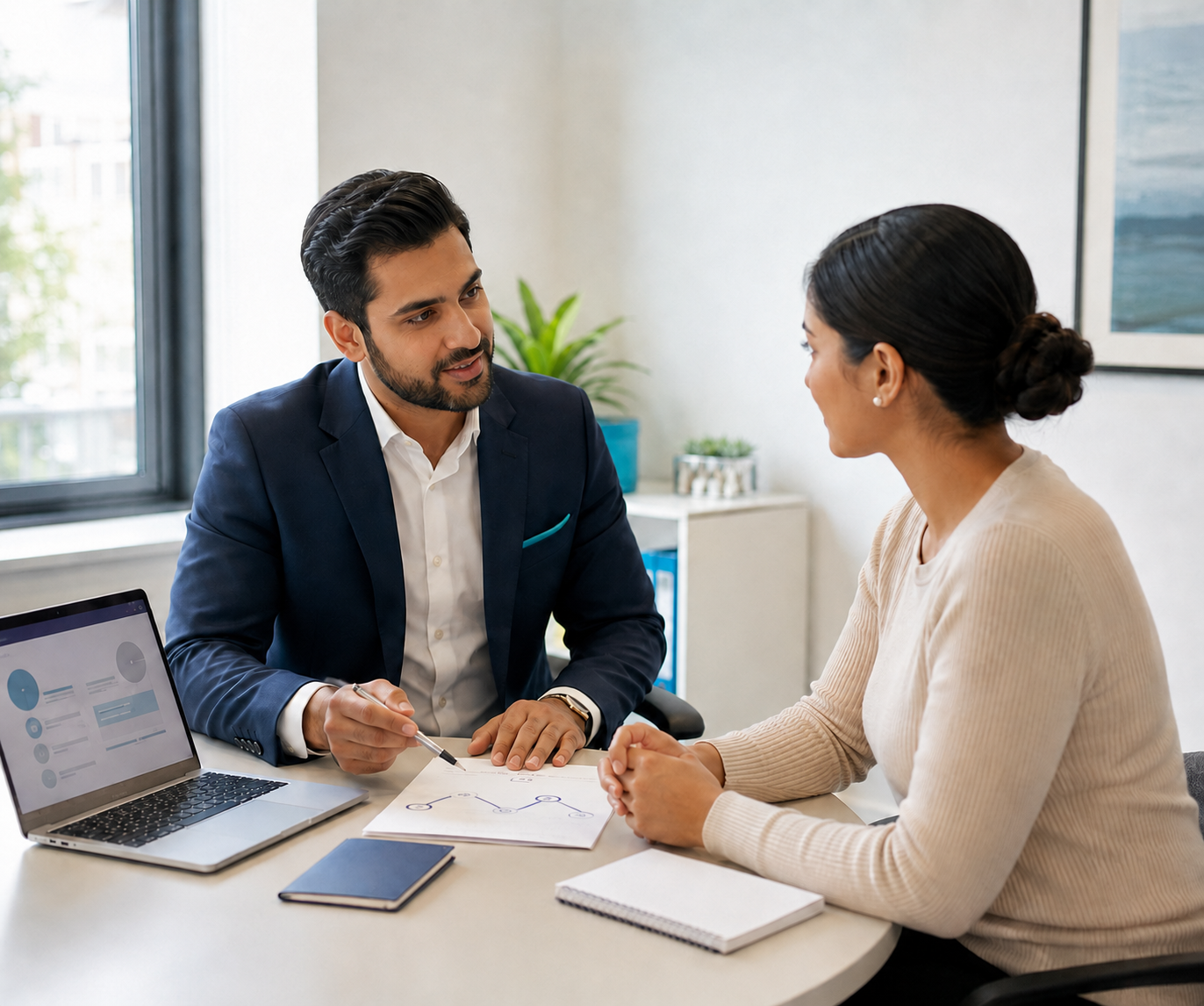 Schengen Services consultant discussing an application support plan